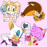 anthro blue_eyes breasts cleavage clothed clothing eyes_closed female fur gem gift group happy heart_symbol holidays one_eye_closed pink_body pink_fur question_mark sign smile wink drawfag sega sonic_boom sonic_the_hedgehog_(series) valentine's_day amy_rose cheese_the_chao cream_the_rabbit rouge_the_bat sticks_the_jungle_badger badger bat chao_(sonic) eulipotyphlan hedgehog lagomorph leporid mammal mustelid musteline rabbit 1:1 hi_res