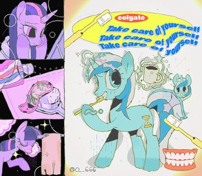 blue_eyes container cup eyes_closed female horn mug smile teeth toothpaste poneko-chan colgate_(toothpaste) friendship_is_magic hasbro my_little_pony mythology minuette_(mlp) twilight_sparkle_(mlp) equid equine horse mammal mythological_creature mythological_equine pony unicorn hi_res