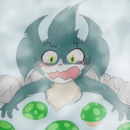 anthro bath baths bodily_fluids fungus mushroom rock solo sweat blpanda league_of_legends riot_games tencent rumble_(lol) yordle 1:1 hi_res