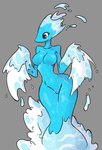 anthro big_breasts blue_body breasts dripping featureless_breasts featureless_crotch female female_anthro grey_background grey_eyes liquid liquid_hair nude nude_anthro nude_female pseudo_hair simple_background solo standing thick_thighs water snoutless deltarune undertale_(series) miss_mizzle darkner elemental_creature humanoid mizzle_(deltarune) water_creature 2025 absurd_res digital_drawing_(artwork) digital_media_(artwork) hi_res