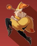 4:5 absurd_res ambiguous_gender anthro big_butt big_ears boots braixen butt clothing female footwear generation_6_pokemon hi_res high_heeled_boots high_heels inner_ear_fluff mostly_nude nintendo pokemon pokemon_(species) rondonite scarf shoes solo staff tail tuft