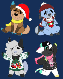 ambiguous_gender anthro backwards_baseball_cap backwards_hat baseball_cap black_body black_bow_tie black_fur black_nose blue_body blue_fur bottomless bow_tie brown_body brown_fur chibi christmas_clothing christmas_headwear christmas_sweater christmas_topwear clothed clothing coffee_cup container cup dot_eyes fur grey_body grey_fur grey_hair grey_nose hair hat headgear headwear holding_coffee_cup holding_container holding_cup holding_object holidays mostly_nude pattern_clothing pattern_scarf pink_scarf raised_arm raised_arms red_clothing red_hat red_headwear santa_hat scarf simple_background simple_eyes sitting smile solo standing striped_clothing striped_scarf stripes sweater tail topwear transparent_background walking white_body white_fur winter_hat yellow_scarf sebdoggo christmas canid canine canis chihuahua domestic_dog mammal mixed_breed pomeranian spitz toy_dog 2017 aliasing alpha_channel digital_drawing_(artwork) digital_media_(artwork) flat_colors full-length_portrait microsoft_paint_(artwork) multiple_images portrait