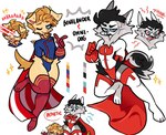 absolute_territory alternate_species anthro anthrofied clothing color_swatch duo femboy laser_eyes legwear male simple_background superhero text thick_thighs thigh_highs hoshmyposhes image_comics invincible_(image_comics) the_boys_(series) homelander_(the_boys) omni-man canid canine canis domestic_dog mammal