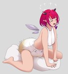 absurd_res bib bodily_fluids bottomwear clothing crystal_wings diaper diaper_humping diaper_masturbation eyes_closed feces female floating_wings genital_fluids grinding hair halo hi_res hololive hololive_en horn humanoid humanoid_pointy_ears irys_(hololive) kneeling light_body light_skin looking_pleasured maroon_hair masturbation messing_diaper messy_diaper nephilim not_furry nude octojo open_mouth pillow pillow_humping pooping shaking simple_background soiled_diaper soiling soiling_diaper solo straddling trembling underwear urine vtuber wet_diaper wetting wetting_diaper white_background white_diaper winged_humanoid wings
