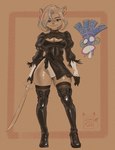 anthro armwear big_breasts blue_eyes boots bottomwear breasts cleavage clothed clothing cosplay crossover_cosplay ear_piercing elbow_gloves female footwear gloves handwear high_heels katana leather leather_clothing legwear long_legs looking_at_viewer melee_weapon piercing shoes skirt solo sword thick_thighs thigh_boots thigh_highs weapon wide_hips dimidotfurr activision crash_bandicoot_(series) nier_automata platinumgames tawna_bandicoot bandicoot mammal marsupial 2025 crossover digital_drawing_(artwork) digital_media_(artwork) hi_res signature tagme