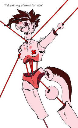 anthro ball_jointed_doll blood bodily_fluids death detachable dismemberment female gore modular puppet solo teeth syphrus rose_otter mammal mustelid 2018 hi_res