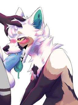 anthro balls blue_penis blue_tongue blush bodily_fluids breath brown_eyes claws cum cum_in_mouth cum_inside drooling drooling_tongue duo fellatio genital_fluids genitals grabbing_head head_tuft heart_eyes heart_symbol humanoid_genitalia humanoid_penis male male/male oral oral_penetration panting paws penetration penile penile_penetration penis saliva sex solo_focus tongue tongue_out tongue_out_fellatio tuft vein veiny_penis yellow_sclera kazeeame canid canine fox mammal hi_res shaded