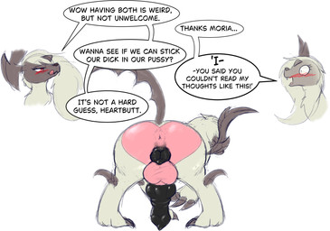 1_horn animal_genitalia animal_penis animal_vulva balls big_penis black_nose blue_body blue_eyes canine_genitalia canine_penis canine_vulva chest_tuft claws dialogue digitigrade eyebrows fangs feral finger_claws forehead_gem fur fusion gem genitals ghost_type glowing glowing_eyes grass group head_tuft heart_symbol heartbutt horn intersex looking_at_another magic mega_absol_apocalypse_mode mega_absol_omen_mode omen_mode penis plant presenting purple_eyes quadruped sky smile solo standing tail teeth text toe_claws tree tuft vulva white_body white_fur suk0tto nintendo pokemon pokemon_legends_z-a artemis_the_absol fan_character moria moria_(linkmasterchief) absol generation_3_pokemon generation_6_pokemon generation_9_pokemon ghost mega_absol mega_absol_z mega_evolution pokemon_(species) spirit absurd_res english_text hi_res
