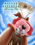 brown_body brown_fur brown_hair cartoon_eyes cartoon_physics clitoris clothed clothing clothing_lift dress dress_lift eyewear fur geek genitals glasses hair hooves long_hair looking_up parachute perspective_shot pink_clothing pussy reindeer_antlers revealing_pussy spread_legs spreading story_included tongue tongue_out toony toony_expression toony_eyes upside_down cervine deer mammal new_world_deer reindeer absurd_res hi_res story_at_source