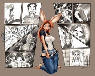 big_breasts blush bodily_fluids bottomwear breast_growth breasts clothing confusion denim denim_bottomwear denim_clothing female first_person_view gender_transformation growth jeans looking_at_viewer mail male mirror mtf_transformation nipple_outline pants solo species_transformation tears transformation underwear tgwonder human humanoid lagomorph leporid mammal rabbit 2012 comic