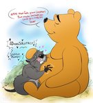 anthro bear belly_rub dialogue disney duo english_text gopher gopher_(winnie_the_pooh) happy heart_symbol licking licking_lips male male/male mammal nude overweight pooh_bear rcc2002 rodent tail tail_motion tailwag text tongue tongue_out winnie_the_pooh_(franchise)