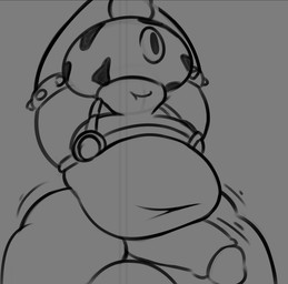 anthro balls big_balls big_penis chain clothing dancing fungus genitals holding_object holding_pole looking_at_viewer male male_stripper mostly_nude mushroom nipples overweight overweight_anthro overweight_male penis pole pole_dancing stripper stripper_pole thick_thighs undressing henrique_rick electronic_arts plants_vs._zombies popcap_games fan_character nilshern fume-shroom hi_res sketch