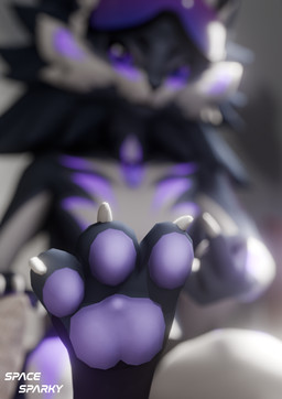 anthro barefoot black_body black_fur claws clothing eyewear eyewear_on_head feet foot_focus fur furniture goggles goggles_on_head hair jewelry looking_at_viewer male mane necklace nude pawpads paws presenting purple_body purple_eyes purple_fur smile solo tail teasing teasing_viewer underwear white_body white_fur spacesparky sparky_(spacesparky) novabeast 3d_(artwork) absurd_res blender_(artwork) blender_cycles_(artwork) digital_media_(artwork) hi_res
