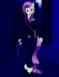 anthro biped clothed clothing cutie_mark female gun hair holster hooves looking_at_viewer moon necktie night pink_hair ranged_weapon solo standing street suit thigh_gap unguligrade walking weapon acethebigbadwolf friendship_is_magic hasbro my_little_pony fluttershy_(mlp) equid equine horse mammal pony absurd_res digital_media_(artwork) hi_res