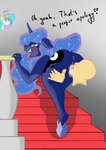 ahegao ambiguous_fluids anthro anus cunnilingus cutie_mark dark_body dark_skin duo female horn legs_together looking_pleasured male male/female oral sex simple_background text vaginal furrytan friendship_is_magic hasbro my_little_pony princess_celestia_(mlp) princess_luna_(mlp) equid equine human mammal hi_res