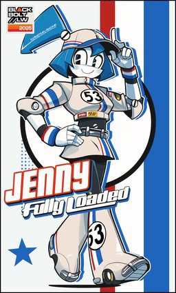 5_fingers blue_hair bottomwear clothed clothing female fingers footwear fusion hair hand_on_hip hat headgear headwear logo machine midriff navel not_furry ponytail pseudo_hair roller_skates simple_background skirt smile solo standing striped_body stripes text uniform white_body wristband blackboltlonewolf herbie:_fully_loaded my_life_as_a_teenage_robot nickelodeon porsche_automobil_holding_se the_love_bug volkswagen volkswagen_beetle volkswagen_group herbie_(the_love_bug) jenny_wakeman humanoid robot robot_humanoid 2025 english_text hi_res signature