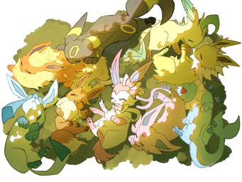 ambiguous_gender black_body black_fur blue_body blue_fur bow_(anatomy) brown_body brown_fur evolutionary_family eyes_closed featureless_crotch feral forehead_gem forked_tail fur gem group lying musical_note musical_symbol on_back on_front on_side open_mouth orange_body orange_fur pawpads paws pink_body pink_fur purple_body purple_fur ribbons_(anatomy) sleeping sleeping_together symbol tail unusual_anatomy unusual_tail white_body white_fur yellow_body yellow_fur eeeeg nintendo pokemon eevee eeveelution espeon flareon generation_1_pokemon generation_2_pokemon generation_4_pokemon generation_6_pokemon glaceon jolteon leafeon pokemon_(species) sylveon umbreon vaporeon 2026 4:3 hi_res