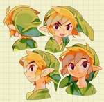 blonde_hair clothing hair hat headgear headwear humanoid_pointy_ears light_body light_skin male multiple_poses not_furry open_mouth pointy_ears pose simple_background solo tokuura nintendo the_legend_of_zelda wind_waker toon_link humanoid hylian hi_res signature