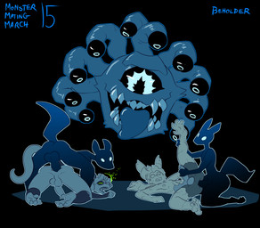 4_toes aberration anthro balls being_watched butt eyestalks eyewear feet floating_head floating_head_creature from_behind_position fucked_silly genitals glasses group humanoid_genitalia humanoid_penis inanimate_transformation leg_glider_position looking_at_another male male/male multi_eye penis petrification prone_bone_position questionable_consent raised_leg reach_around rear_view sex shocked side_view speed_bump_position spread_legs spreading toes tongue tongue_out transformation voyeur metal_(artist) dungeons_and_dragons hasbro wizards_of_the_coast p.b_(plaguebrought) american_opossum beholder mammal marsupial shadow_creature 2026 hi_res