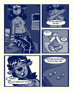 anthro bed blush blush_lines bottomwear breasts clothed clothing dialogue duo ear_piercing ear_ring embarrassed female freckled_face freckles furniture male multiple_piercings nipples on_bed pants pants_only piercing ring_piercing sewing_needle shy sitting sitting_on_bed sitting_on_ground speech_bubble text topless topless_female sexylinguini deltarune undertale undertale_(series) asriel_dreemurr dess_holiday bovid caprine deer goat mammal new_world_deer reindeer 4:5 comic digital_media_(artwork) english_text halftone hi_res monochrome