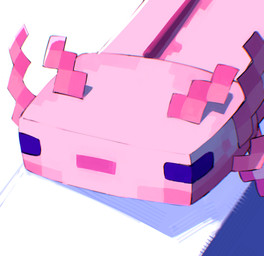 :3 ambiguous_gender blue_eyes comfort comfortable light pink_body pink_hands pink_nose solo sunlight deazend microsoft minecraft mojang xbox_game_studios amphibian aquatic axolotl axolotl_(minecraft) mole_salamander salamander absurd_res hi_res