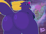 anthro anus ass_clapping big_butt blue_eyes bottomless breast_jiggle breast_squish breasts butt butt_jiggle clothed clothing eyeshadow female genitals gills graffiti huge_butt jiggling looking_back magenta_hair makeup orange_pussy puffy_anus purple_body pussy rear_view shaking_butt short_stack solo squish synthwave tail text thick_thighs topwear topwear_only twerking vaporwave bonebees alyssa_(bonebees) amphibian axolotl marine mole_salamander salamander 2025 4:3 animated artist_name digital_media_(artwork) loop short_playtime sound webm herm_(lore)