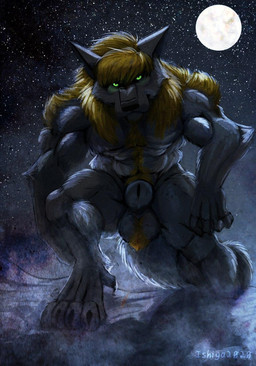 4_toes 5_fingers abs animal_genitalia anthro arm_tuft backlighting ball_tuft balls biceps big_balls big_muscles big_sheath biped black_body black_claws black_fur black_nose body_hair broad_shoulders brown_hair cheek_tuft claws crouching curled_fingers deltoids dewclaw digitigrade elbow_tuft facial_tuft feet finger_claws fingers fluffy fluffy_tail fog forearm_muscles full_moon fur genitals glowing glowing_eyes green_eyes hair happy_trail imposing light looking_at_viewer male mane moon moonlight muscular muscular_anthro muscular_male night nude nude_anthro nude_male outside paws pecs pivoted_ears prowling pubes quads sheath sky snout solo star starry_sky tail toe_claws toes triceps tuft ishiga-san mythology yamato_iouko canid canine mammal mythological_canine mythological_creature werecanid werecanine werecreature werewolf 2020 cool_colors hi_res lighting signature story story_in_description
