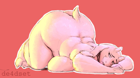 2_horns anthro arched_back ass_up big_breasts big_butt black_eyes breast_squish breasts breasts_on_ground butt eyelashes fangs female floppy_ears front_view fur horn huge_breasts huge_butt huge_hips looking_back lop_ears lying mature_anthro mature_female monotone_background nude nude_anthro nude_female on_front overweight overweight_anthro overweight_female red_background simple_background smile solo squish teeth text thick_thighs white_body white_fur white_horn wide_hips de4dset undertale_(series) toriel boss_monster_(undertale) bovid caprine goat mammal artist_name hi_res