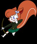 2016 3_toes 4_fingers >;p action_pose aiming aiming_weapon alpha_channel american_red_squirrel anthro archery arrow_(weapon) barefoot big_tail biped black_eyebrows blue_eyes blue_hairclip bottomwear bow_(weapon) breasts butterfly_clip chokovit_(artist) clothed clothed_anthro clothed_female clothing colored countershade_fur countershading digital_drawing_(artwork) digital_media_(artwork) drawing_bowstring ears_back eyebrow_through_hair eyebrows feet female female_anthro fingers fluffy fluffy_tail focused freckles front_view full-length_portrait fur glint gloves_(marking) green_bottomwear green_clothing green_jacket green_skirt green_topwear hair jacket lauren_dubois leg_markings long_tail mammal markings narrowed_eyebrows necktie one_eye_closed orange_body orange_ears orange_freckles orange_fur orange_hair orange_tail pattern_necktie pine_squirrel pivoted_ears pleated_skirt portrait pose ranged_weapon red_inner_ear red_nose red_tongue rodent sciurid shirt simple_background skirt socks_(marking) solo squirrel_tail striped_markings striped_necktie striped_tail stripes tail tail_markings three-quarter_view toes tongue tongue_out topwear translucent translucent_hair transparent_background tree_squirrel weapon white_body white_clothing white_countershading white_face white_markings white_shirt white_stripes white_topwear yellow_necktie