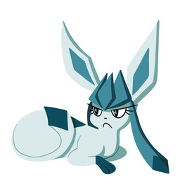 ambiguous_gender eyelashes feral frown grumpy simple_background solo robosylveon nintendo pokemon eeveelution generation_4_pokemon glaceon pokemon_(species) hi_res