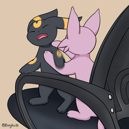 acting_like_a_cat ambiguous_gender chair cute_fangs duo eyes_closed fangs feral fur furniture motion_blur open_mouth quadruped tail teeth tongue tl_peng nintendo pokemon eeveelution espeon generation_2_pokemon pokemon_(species) umbreon 1:1 2026 digital_media_(artwork) hi_res