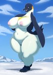 2019 3_toes absurd_res anthro avian beak big_breasts big_butt bird black_beak breasts brown_eyes butt curvy_figure emperor_penguin eyelashes feet female genitals gloria_(happy_feet) happy_feet hi_res huge_breasts innie_pussy looking_at_viewer navel nipples non-mammal_breasts non-mammal_nipples nude open_mouth outside penguin pussy small_head snow solo sssonic2 thick_thighs toes voluptuous wide_hips