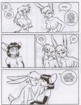 anthro avian big_breasts black_and_white breasts collar comic david_a_cantero dominant dominant_female dominatrix english_text female female/female genus group hi_res lagomorph leash leporid mammal monochrome mouse murid murine mystery nipples nude office pen_(artwork) rabbit rat_maze rodent side_boob submissive submissive_female text traditional_media_(artwork) wide_hips