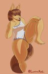 anthro breasts brown_hair butt camel_toe clothed clothing colored_nails female fighting_pose fur hair hand_on_knee hand_on_leg leotard nails one_leg_up partially_clothed pose raised_leg short_hair skimpy solo thick_thighs yellow_body yellow_fur luminared equid equine horse mammal absurd_res hi_res