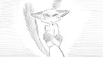 16:9 angry animal_crossing anthro blush crossed_arms dragonweirdo felid feline female fluffy fluffy_tail hi_res mammal markings mole_(marking) monochrome nintendo nude olivia_(animal_crossing) profanity solo tail widescreen