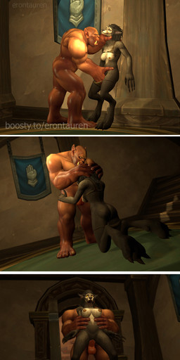 anthro bodily_fluids cum cum_inflation cum_inside duo female genital_fluids hand_on_neck inflation male male/female erontauren blizzard_entertainment warcraft canid humanoid mammal orc werecanid werecreature worgen 3d_(artwork) absurd_res digital_media_(artwork) hi_res