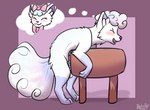 accessory alolan_form alolan_vulpix animal_genitalia animal_penis balls blocky_snout blush bodily_fluids bow_(feature) bow_accessory bow_ribbon breath breeding_mount breeding_mount_use canine_genitalia canine_penis centered_hair_bow cum cum_inside digital_media_(artwork) ejaculation feral fur generation_7_pokemon genital_fluids genitals hair_accessory hair_bow hair_ribbon heliofox humping knot male male_penetrating multi_tail neck_bow nintendo open_mouth orgasm panting penetrable_sex_toy penetration penis picture_in_picture pink_bow pokemon pokemon_(species) quadruped regional_form_(pokemon) ribbons sex_toy simple_background skye_willow_(sweerpotato) snout solo tail thought_bubble white_body white_fur