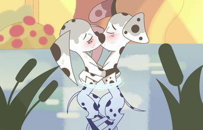 black_nose black_spots duo female freckled_face freckles fur heterochromatic_ears kissing leg_markings male male/female markings socks_(marking) spots swimming water white_body white_fur white_spots seisai1751 101_dalmatian_street 101_dalmatians disney dolly_(101_dalmatians) dylan_(101_dalmatians) canid canine canis dalmatian domestic_dog mammal hi_res brother_(lore) brother_and_sister_(lore) incest_(lore) sibling_(lore) sister_(lore)