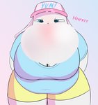 anthro belly big_belly big_breasts blowing blowing_bubble_gum bottomwear breasts breath breathing_noises bubble bubble_gum candy cleavage clothed clothing dessert extended_sound_effect female floppy_ears food gum hat headgear headwear inflating messy nipple_outline no_bra obese obese_anthro obese_female overweight overweight_anthro overweight_female print_clothing print_hat print_headgear print_headwear shorts solo sound_effect_variant sound_effects sticky text text_on_clothing text_on_hat text_on_headwear text_print trucker_hat vowelless vowelless_sound_effect dirtywater blissa_(dirtywater) lagomorph leporid mammal rabbit english_text hi_res