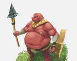 belly biceps big_belly male melee_weapon muscular navel nipple_piercing nipples overweight overweight_male piercing polearm shield solo spear warring weapon yoink_0 nintendo skyward_sword the_legend_of_zelda blin_(tloz) mammal moblin shield_moblin suine hi_res