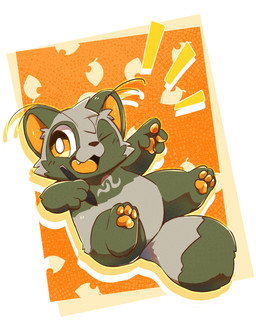 chibi cute_fangs fangs fur kemono multicolored_body multicolored_fur one_eye_closed pawpads paws slightly_chubby solo teeth two_tone_body two_tone_fur wink tooboe_huusuke canid canine mammal raccoon_dog tanuki 2020 hi_res