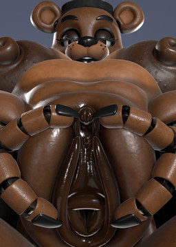 3_toes anthro areola big_areola big_breasts black_background black_bow_tie black_lips black_nails blue_eyes body_hair bow_tie breasts brown_areola brown_body brown_breasts brown_nipples clothing colored_nails crossgender curvy_figure dark_areola dark_nipples feet female genitals glistening glistening_areola glistening_body glistening_breasts glistening_face glistening_lips glistening_nipples hairy_vulva huge_areola huge_breasts lips machine mtf_crossgender nails navel nipple_dip nipples simple_background solo thick_bottom_lip toes voluptuous voluptuous_anthro voluptuous_female vulva wide_hips octal_(modeler) five_nights_at_freddy's scottgames freddy_(fnaf) animatronic bear mammal robot robot_anthro 1:1 2026 3d_(artwork) absurd_res digital_media_(artwork) full-length_portrait hi_res huge_filesize portrait