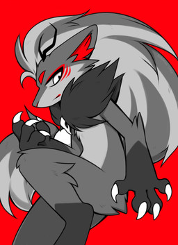 ambiguous_gender anthro biped claws countershade_torso countershading fingers fur hair nude nude_ambiguous nude_anthro simple_background solo bloominglynx nintendo pokemon generation_5_pokemon pokemon_(species) zoroark 2026 absurd_res digital_drawing_(artwork) digital_media_(artwork) hi_res female_(lore)
