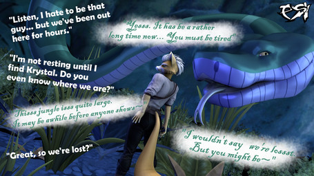 ambiguous_gender anthro clothed clothed_anthro clothed_male clothing dialogue duo feral forest forked_tongue fur green_body green_eyes hair jungle male multicolored_body multicolored_fur plant tail tan_hair text tongue tongue_out tree two_tone_body two_tone_fur white_body white_fur yellow_body yellow_fur psikokinetic warfaremachine_(modeler) nintendo star_fox the_jungle_book fox_mccloud kaa_(jungle_book) canid canine fox mammal python reptile scalie snake 16:9 2023 3d_(artwork) digital_media_(artwork) english_text hi_res source_filmmaker_(artwork) widescreen male_(lore)