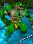 abs anthro biceps bulge clothed clothing eyewear glasses green_body half_naked male muscular muscular_anthro muscular_male nipples pecs pool solo tail teeth underwear psyertitan league_of_legends riot_games tencent pool_party_renekton renekton alligator alligatorid crocodile crocodilian crocodylid humanoid mammal reptile scalie 3d_(artwork) digital_media_(artwork) hi_res