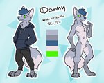 anthro blue_hair bottomwear clothing fur hair hoodie male multicolored_body multicolored_fur pants solo topwear danny_arctic_(artist) danny_arctic arctic_fox canid canine fox mammal true_fox 5:4 hi_res model_sheet