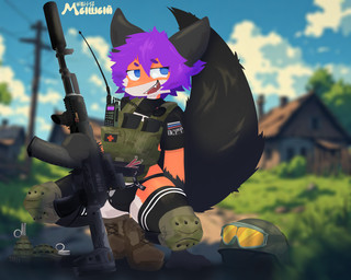 accessory ak_74 ak_platform anthro armor assault_rifle big_tail biped black_body black_boots black_bottomwear black_clothing black_ears black_footwear black_fur black_panties black_shirt black_topwear black_underwear blue_eyes blurred_background blush body_armor boots bottomwear brown_clothing building bulge bulletproof_vest butt camo camo_clothing camo_print clothed clothing cloud cute_fangs day eft eyebrows eyewear eyewear_on_head fangs femboy flag fluffy fluffy_tail footwear forest fur furgonomics genital_outline glasses goggles grass green_clothing green_topwear gun hair headgear headwear helmet holding_gun holding_object holding_ranged_weapon holding_rifle holding_weapon kemono knee_highs knee_pads kneeling legwear long_tail looking_at_viewer male male_anthro markings military military_uniform monotone_hair multicolored_body multicolored_clothing multicolored_fur narrowed_eyes nature nature_background open_mouth open_smile orange_body orange_fur outside panties pattern_clothing plant pose print_clothing purple_hair ranged_weapon rifle russian_flag shirt shoes short_hair sitting sky smile smirk smug socks soldier solo stockings straps stripes tail tan_body teeth text thick_thighs thigh_highs thigh_socks tongue topwear tree tuft two_tone_body underwear uniform warrior weapon white_body white_fur k441z escape_from_tarkov canid canine canis fox mammal true_fox 5:4 artist_name detailed digital_drawing_(artwork) digital_media_(artwork) english_text hi_res shaded signature watermark