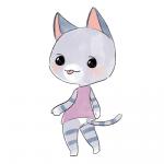 1:1 animal_crossing anthro biped blush butt clothing domestic_cat felid feline felis female fur grey_body grey_fur lolly_(animal_crossing) low_res mammal nintendo shirt simple_background sirdooblie solo standing tongue tongue_out topwear white_background