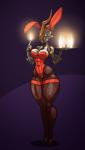 breasts bunny_costume candle clothing costume curvy_figure cybernetics female fishnet_clothing huge_thighs machine not_furry solo standing thick_thighs voluptuous wide_hips limebreaker digital_extremes tencent warframe ember_(warframe) alien cyborg tenno 4:7 absurd_res hi_res