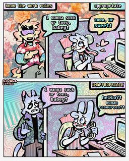 aloha_shirt anthro bow_tie cheek_spots cheek_tuft cigarette cigarette_in_mouth clothing computer cubicle dialogue ears_down electronics eyewear facial_tuft floppy_ears fur group half-closed_eyes heart_symbol humor khaki_shorts male narrowed_eyes object_in_mouth overalls pattern_clothing pattern_shirt pattern_topwear pivoted_ears shirt smile smoking_tobacco speech_bubble sunglasses teeth text tooth_gap topwear trio tuft white_body white_fur wide_eyed yellow_body yellow_fur rawdawgcomics bingus_(rawdawgcomics) desmond_(rawdawgcomics) stahli_(rawdawgcomics) bird_dog canid canine canis domestic_cat domestic_dog felid feline felis golden_retriever hunting_dog lagomorph leporid mammal rabbit retriever comic english_text hi_res meme